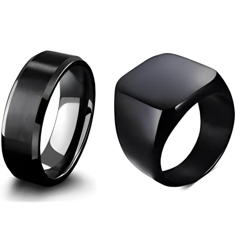 Pack of 2 Titanium Shiny Band Challa & Ring