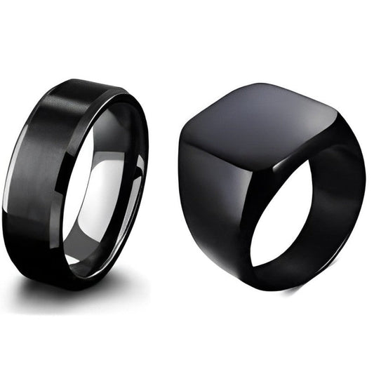 Pack of 2 Titanium Shiny Band Challa & Ring