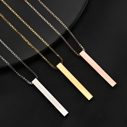 EMPIRON SILVER STAINLESS SILVER BAR NECKLACE