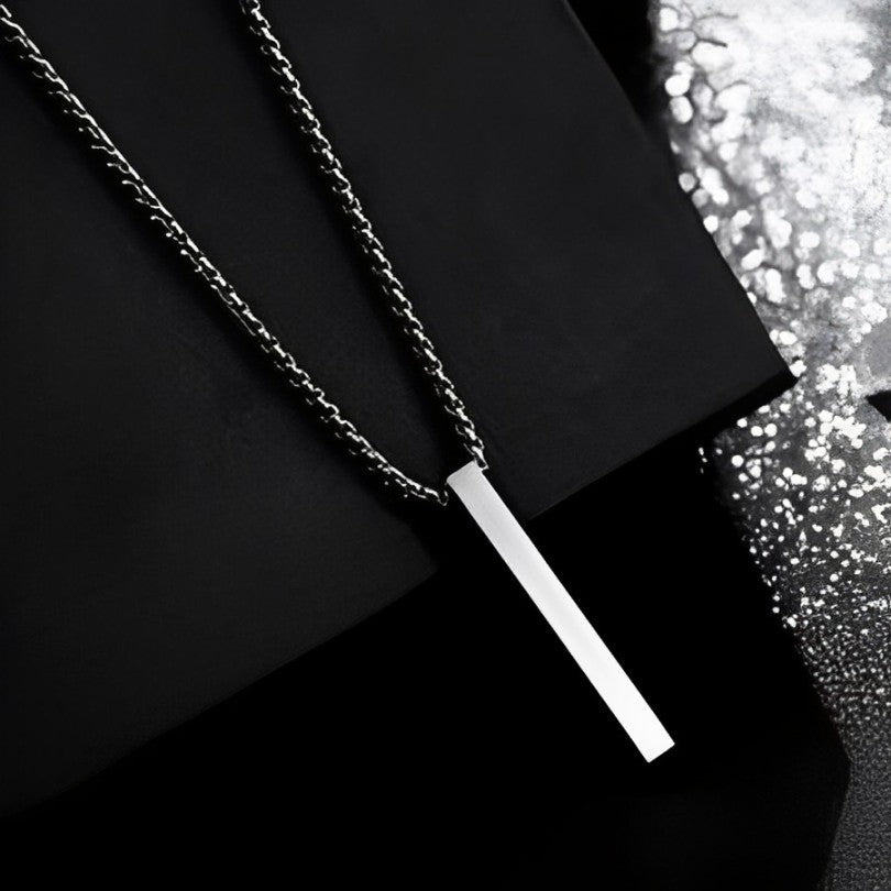 EMPIRON SILVER STAINLESS SILVER BAR NECKLACE