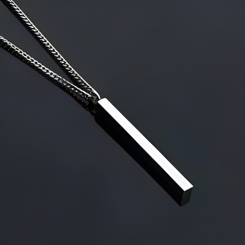 EMPIRON SILVER STAINLESS SILVER BAR NECKLACE